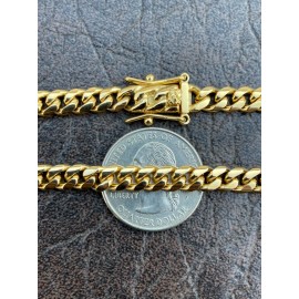 Harlembling 6mm Men's Cuban Miami Link Bracelet Real 18k Gold Plated Stainless Steel 8" Long
