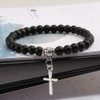 COJJ 6mm Boho Natural Blue Turquoises Beads Bracelet Men Cross
