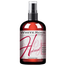 White Rose Water Hydrosol - 100% Pure Natural Distilled Bulgarian Rosewater Vegan Bulk Hydrating Toning Spray Mist Spritz Toner Face Hair Skin Pores Locs Dreads - Packaging May Vary (8 oz & Spray)