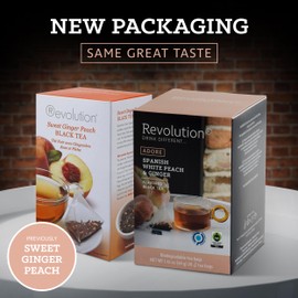 REVOLUTION TEA® Sweet Ginger Peach Black Tea [THE ORIGINAL] – Spanish White Peach & Ginger – Premium Full Leaf Tea – Biodegradable Infuser Tea Bags – Flavored Black Tea – 20 Bags