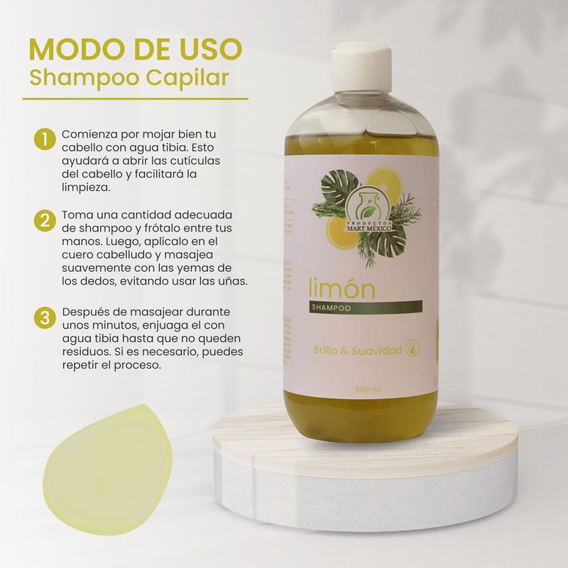 Shampoo De Limón Limpieza Profunda Productos Mart Mexico 500 Ml