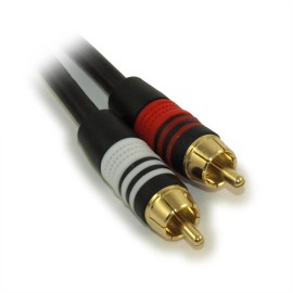 My Cable Mart 25ft 2 Wire RCA Premium Component Audio Cables  24K Gold Plated  Black