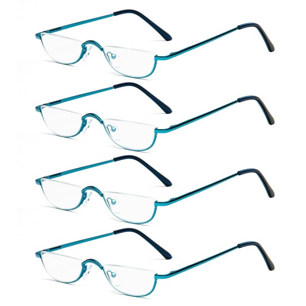 KoKoBin Half Reading Glasses,4 Pack Half Rim Metal Frame Glasses