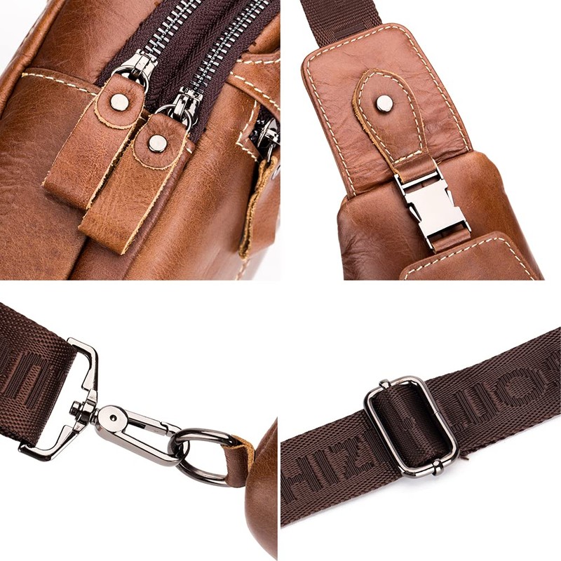 Leather Sling Bag Crossbody Backpack for Men Women Outdoor Travel