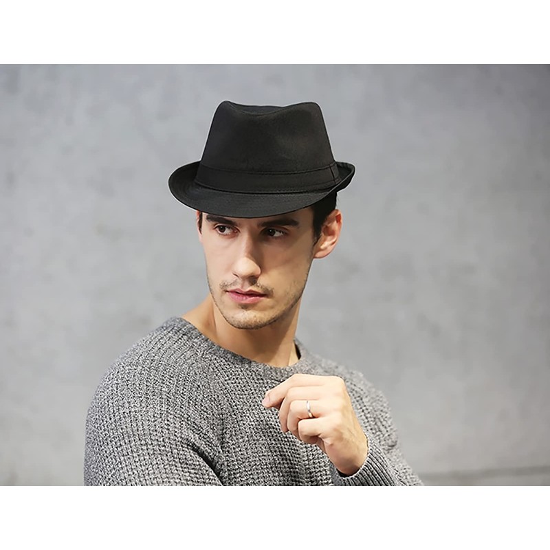 JowTreex Classic Fedoras Hats Short Brim Panama Jazz Hat Trilby