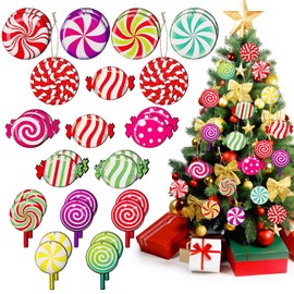 Ouligay 30Pcs Candy Cane Christmas Decorations Colorful Christmas Tree Decorations, Cute Xmas Gizmo Pendants Hanging Ornaments for Xmas Tree Party Decor Yard Lawn Decor