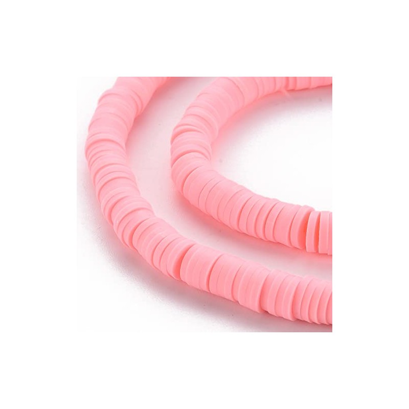 Handmade Polymer Clay Heishi Beads 6mm x 1mm – Pink