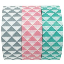 Wrapables Vector Triangles Japanese Washi Masking Tape (Set of 3), 10M L x 15mm W