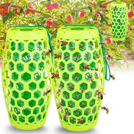 Pestvanish Wasp Trap Bee Traps Catcher,Carpenter Bee Traps Outdoor Hanging,Wasp Catcher with 4 Sticky Boards,Non-Toxic and Reusable Yellow Jacket Trap for Garden,Yard,Farm (Green,2 Pack)