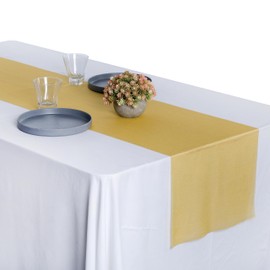 MDS Pack of 5 Wedding 12 x 108 inches Chiffon Table Runner for Wedding, Decorations for Birthday Parties, Banquets, Graduations, Engagements, Runners fit Rectangle, Round Table - Gold