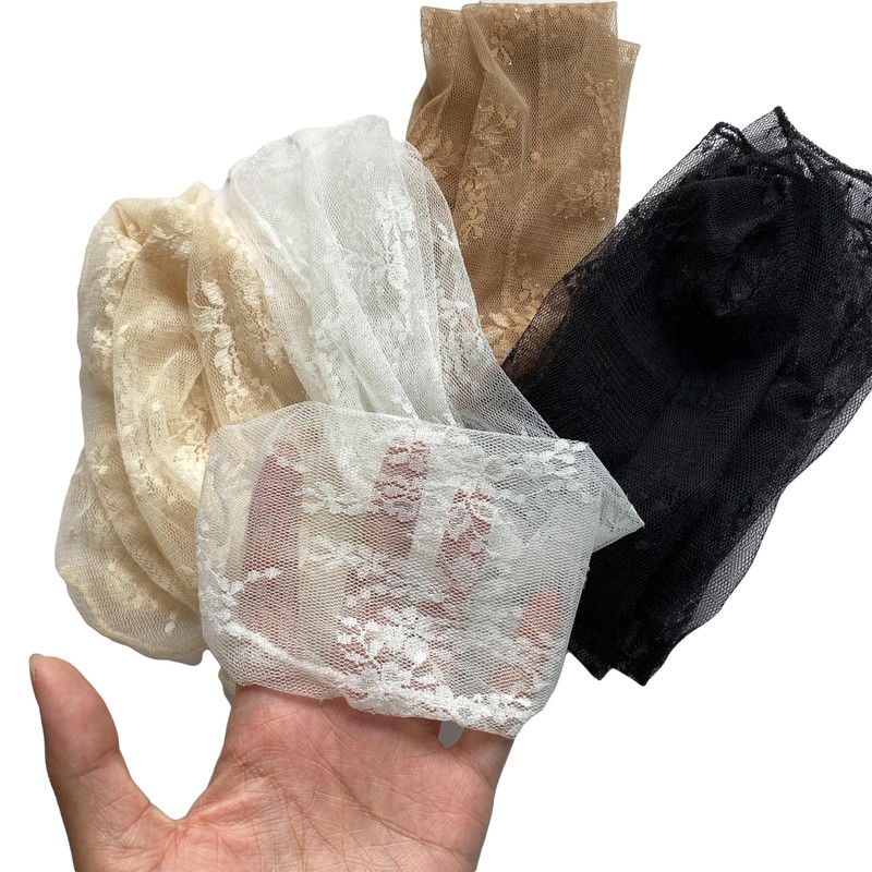 XUNQUCOM 4 Pairs Women Sheer Slouch Socks - Lace Tulle