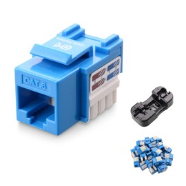Cable Matters [UL Listed] 25-Pack 10Gbps Cat6 Keystone Jacks, RJ45 Keystone Jack, Ethernet Keystone Jack in Blue with Keystone Punch-Down Stand for Patch Panel and Wall Plate