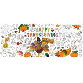 Hoblynth Giant Thanksgiving Coloring Table Cloth for Kids Large Thanksgiving Posters to Color Jumbo Coloring Tablecloth Crafts Thanks Giving Party Home Classroom Wall Banner Decorations 72 x 30in