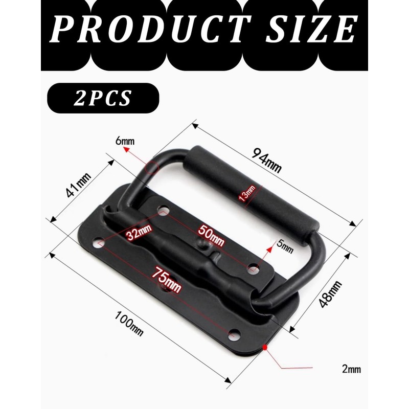 QLEUIFT Pack of 2 Spring-Loaded Crate Handle Folding Handle 100