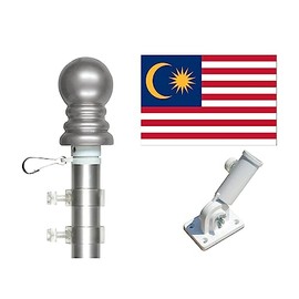 3x5 Malaysia Flag and Flagpole Set International 3x5 foot Tanglefree Flag Pole Set Includes Flag 6 ft Pole and Bracket (Malaysia Spinner Pole and Flag Set)