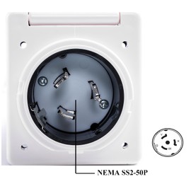 50 Amp RV Power Inlet Plug Box NEMA SS2-50P Replacement Shore Power Inlet for 3 Prong 50 Amp 125/250 Volt RV Extension Cord,50 Amp RV Male End Connector with Twist-Lock Connection,50A 125/250V