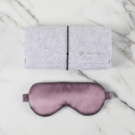 DISANGNI Silk Set: 22 Momme 100% Natural Mulberry Silk Pillow Case & Eye Mask Duo for Hair and Skin (1pc King Size 20" x36",Purple Pillowcase Eye mask Set)