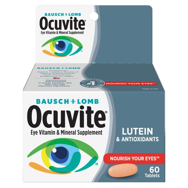 Ocuvite Eye Vitamin & Mineral Supplement, Contains Zinc, Vitamins A, C, E, & Lutein, 60 Tablets