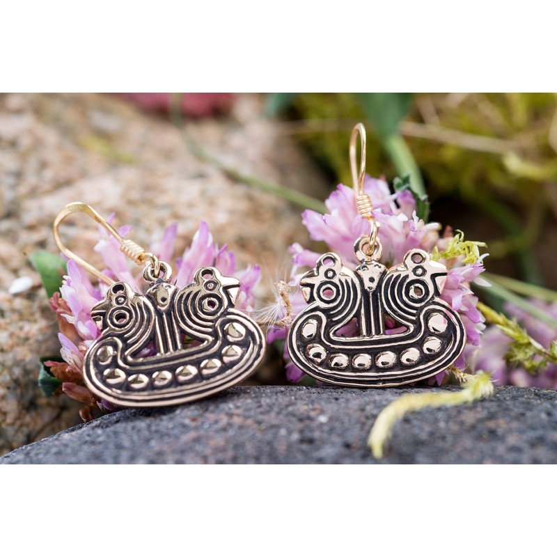 WINDALF Viking Earrings Odins Raven 1.7 cm Nordic Earrings Bronze,