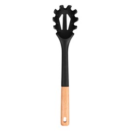 Silicone Pasta Fork, Kitchen Heat Resistant Noodle Spoon Server, BPA Free Spaghetti Strainer,12.8 inch (Black)