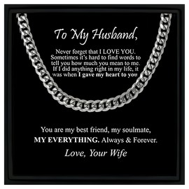 Gift for Husband Necklace Gift For Husband Cuban Chain Necklace for Him Gift For Him Gift from Wife Birthday Gift For Husband Romantic Gift