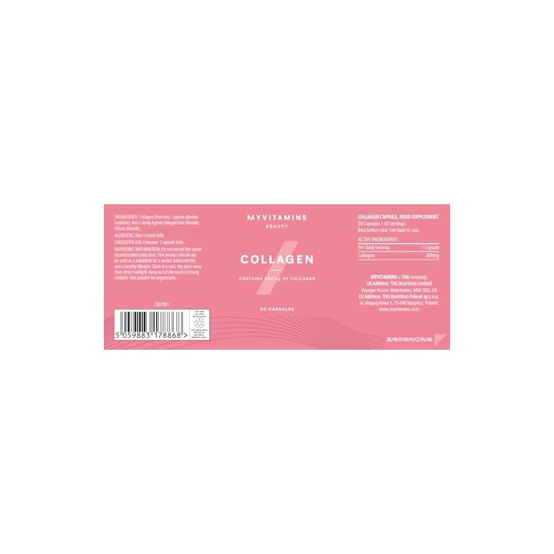 Myprotein Collagen Capsules – Hydrolyzed Collagen Peptides – 400mg Bovine