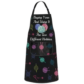 JNIAP Crochet Apron Crochet Gifts For Crochet Lovers Knitting Apron Buying Yarn And Using It Are Two Different Hobbies (Buying Yarn)