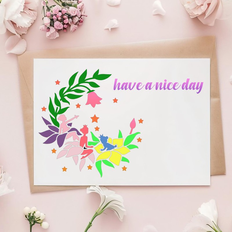 16 Pieces Fairy Stencils Set for Painting, Fairy Flowers Pattern