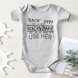 Azzwnee I Have Crazy Gandma Newborn Baby Boy Clothes Unisex funny Baby bodysuit 0-3 months Gray(12-18Months)