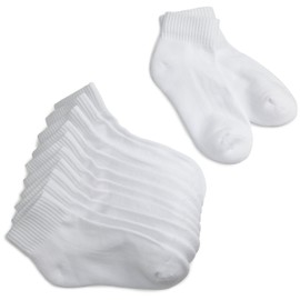 Jefferies Socks Girls' Little Sport Quarter Crew Socks Half Cushion 6 Pack, White, Small