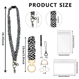 Wyfucyo Scrunchie Lanyard Teacher with Safety Breakaway Buckle Stretchy Lanyards for ID Badges and Keys Retractable Keychain Holder for Women Ladies
