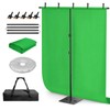 Qoolfoto Green Screen Backdrop Kit, 5x7ft T-Shaped Stand with Flat