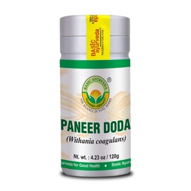 BASIC AYURVEDA Paneer Doda Herbal Mix Powder | 4.23 Oz (120g) | Organic Withania Coagulans Dried Fruit Powder | Indian Rennet | Natural Ayurvedic Supplement
