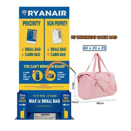for Ryanair Airlines Underseat Cabin Bag 40 x 20 x 25, Foldable Travel Bag, Travel Bag, Carry-on with Wet Compartment for Overnight Stays, for Men and Women, 20L, pink