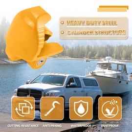 Cenipar Trailer Hitch Lock Universal Size Fit 1-7/8", 2", and 2-5/16" Couplers, Heavy Duty Steel, for Vehicles, Trailers, and RVs(Yellow)