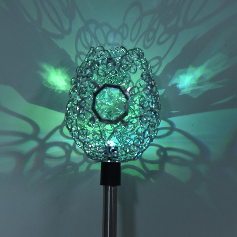 2Pcs Garden Solar Lights LED RGB Fast Charging Petal Design