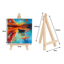 WOWOSS 20 Pack Mini Stretched Canvas with Wooden Easel, 4x4 Inch, Art Primed Canvases for Kids Painting, Acrylic Pouring, Oil Paint & Wet Art Media