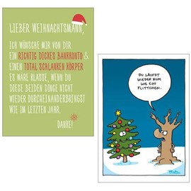 Set of 10: Modern Times Postcards A6 Mix Set No. 2 10 Funny Designs for Christmas