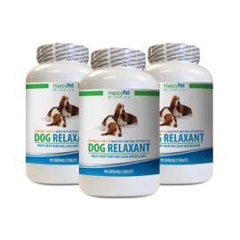 HAPPY PET VITAMINS LLC Dog Anxiety for car - Dog Relaxant - Anxiety and Stress Relief - Aggression Solution - Dog Anxiety Prevention - 3 Bottles (270 Chew Tabs)