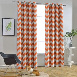 Melodieux Fashion Chevron Curtains for Living Room Dining Room, Darkening Blackout Grommet Top Window Drapes Soundproof Thermal Insulated for Bedroom, 84 Inches Long, 52 by 84 Inch, Orange (1 Panel)