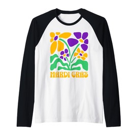 Mardi Gras Carnival Beads New Orleans French Festival Parade Raglan Baseball Tee