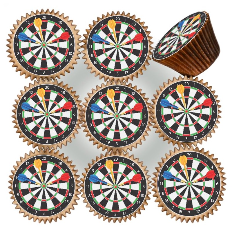 24 x PRE CUT DARTS DARTBOARD ARROWS EDIBLE WAFER CARD