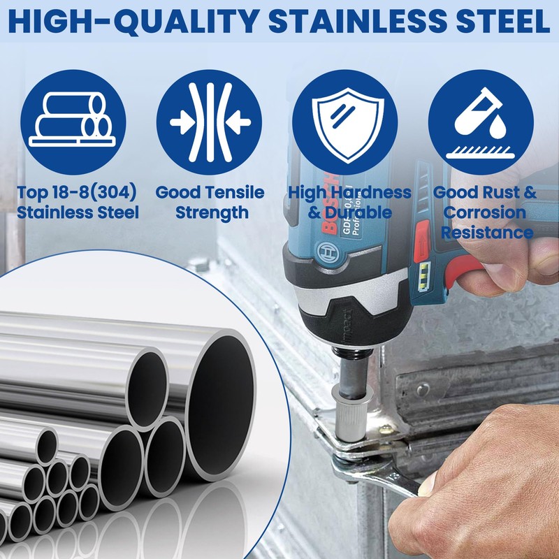 230Pcs Rivet Nut Assortment Kit,Stainless Steel Rivet Nuts M3 M4