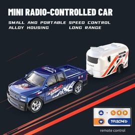 【Live Exclusive】Hotfree 1/64 Mini RC Monster Truck, Mini RC Car, Metal Off-Road Stomper with Trailer, 2.4GHz Remote Control All-Terrain Vehicle, 3-Speed Adjustable, USB-C Rechargeable, Indoor Outdoor Racing Toy, Fun Birthday Gift for Kids Boys:_#5K