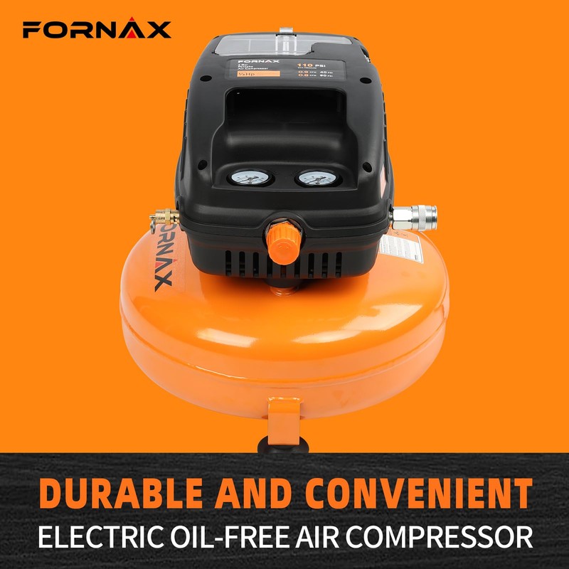 FORNAX Pancake Air Compressor, 3 Gallon, 110 PSI Portable Air