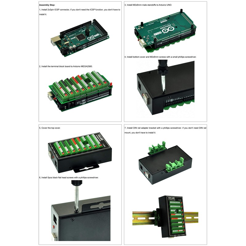 OONO MEGA2560 Screw Terminal Block Breakout Module with Aluminum Enclosure