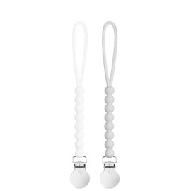 Ryan & Rose Cutie Clip - Paquete de 2 clips de silicona para chupete (Judy-White/Judy-Grey)
