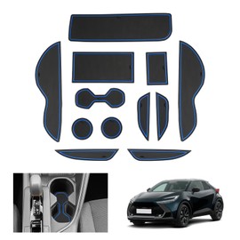 GAFAT Compatible with Toyota C-HR Hybrid 2024 2025 Non-Slip Mats, CHR Year of Manufacture 2024 Rubber Mats Non-Slip for Centre Console Cup Holder Door Seam Mats, C-HR 2024 Accessories (Blue)