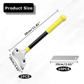 Wallpaper scraper set, including 1 with rubber handle, wallpaper remover, length 30 cm, 10 blades, can be effectively used as a sticker remover, wallpaper remover, removal of wallpaper, paints