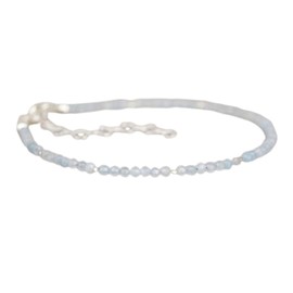 LKBEADS Aqua Chalcedon 2 mm runde Form facettierte Schliffperlen 7 Zoll verstellbares Armband mit versilbertem Verschluss für Männer und Frauen|LK_STACK_00633